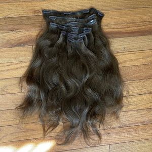 Remy 16-inch brown clip-in hair extensions-7 piece